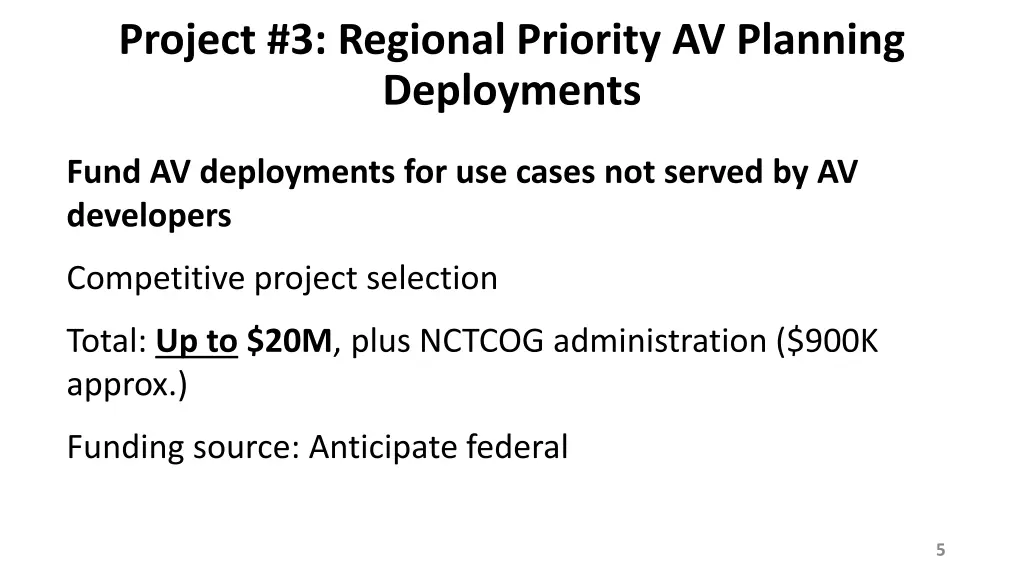 project 3 regional priority av planning