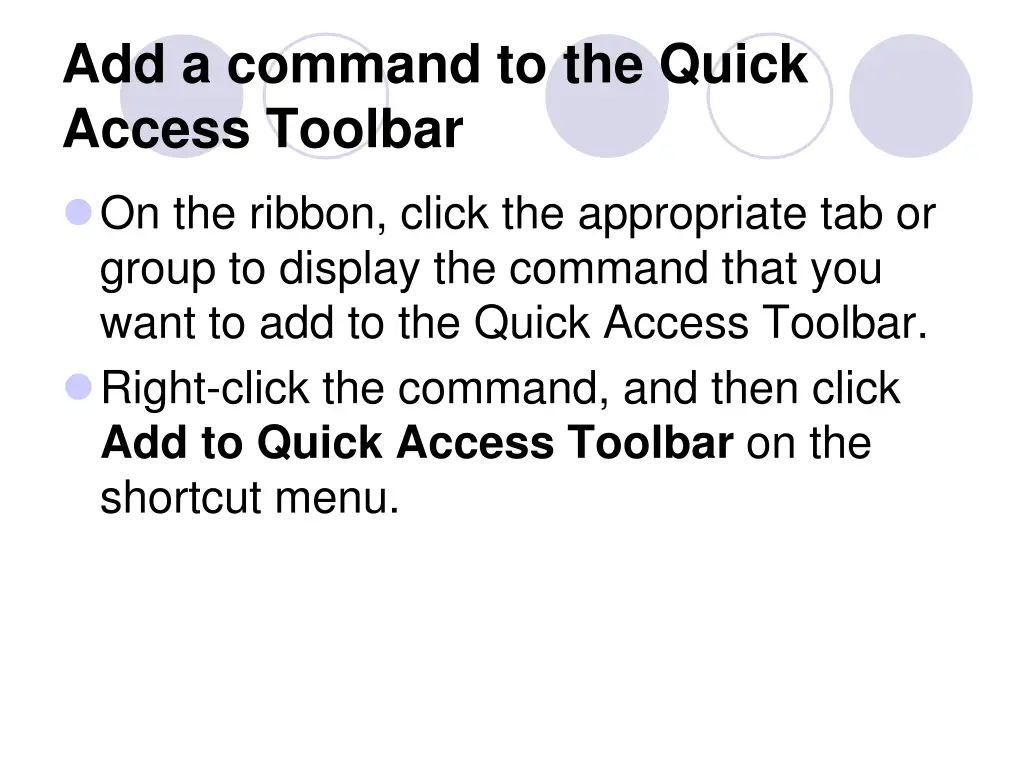 add a command to the quick access toolbar