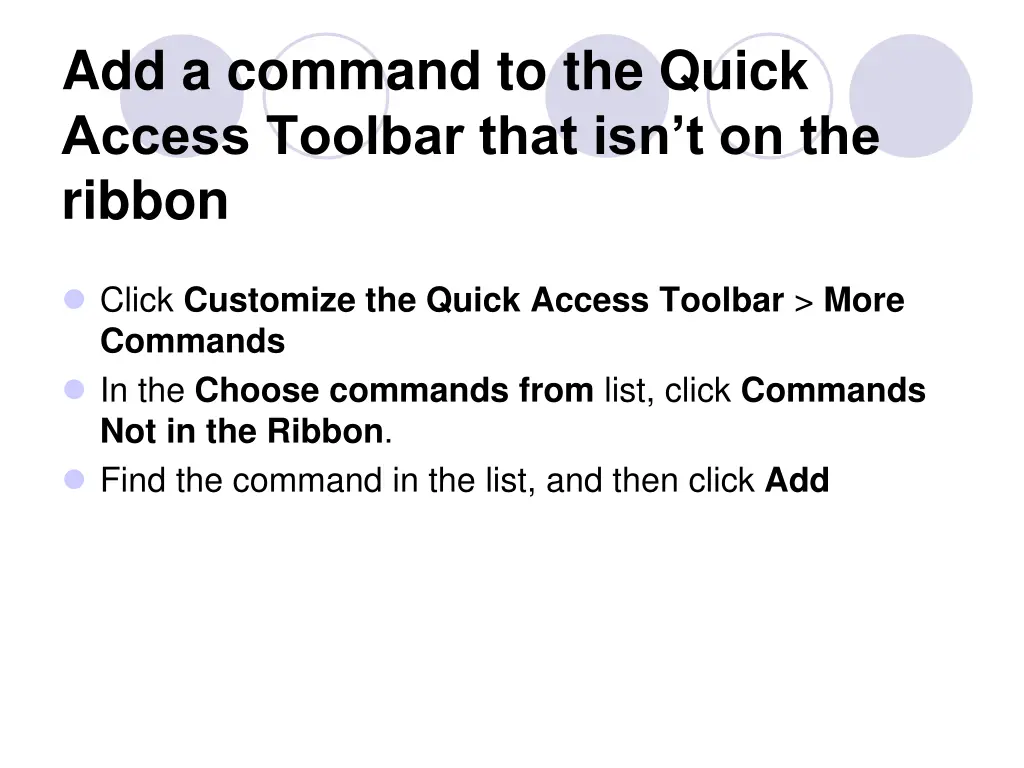 add a command to the quick access toolbar that