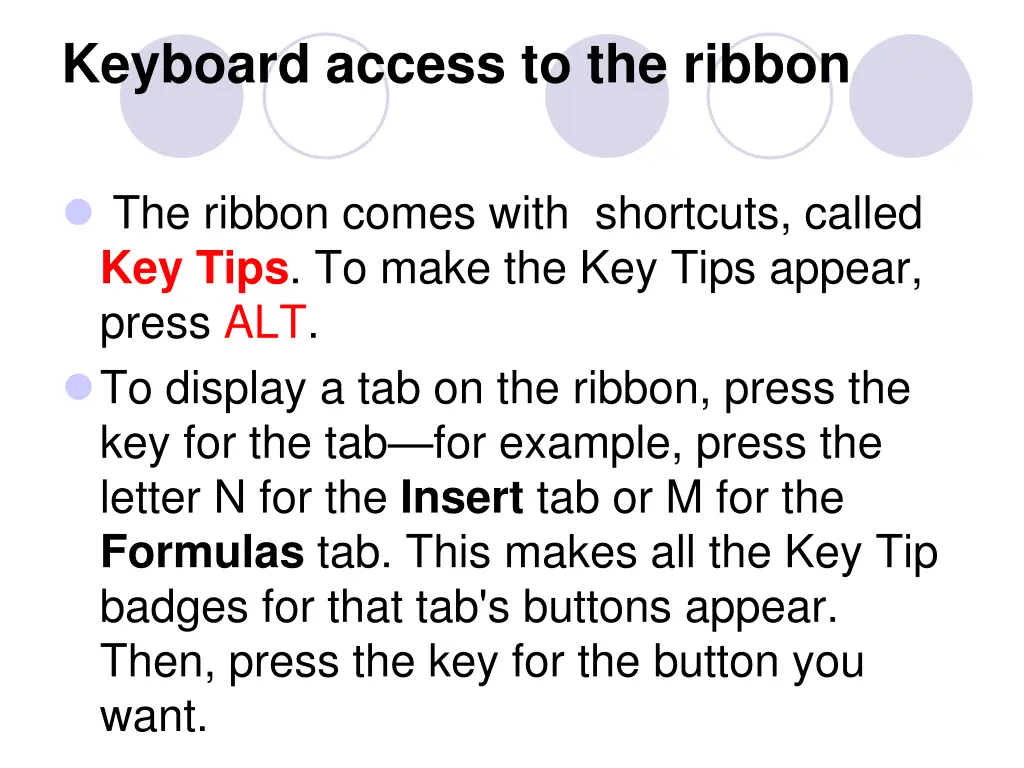 keyboard access to the ribbon