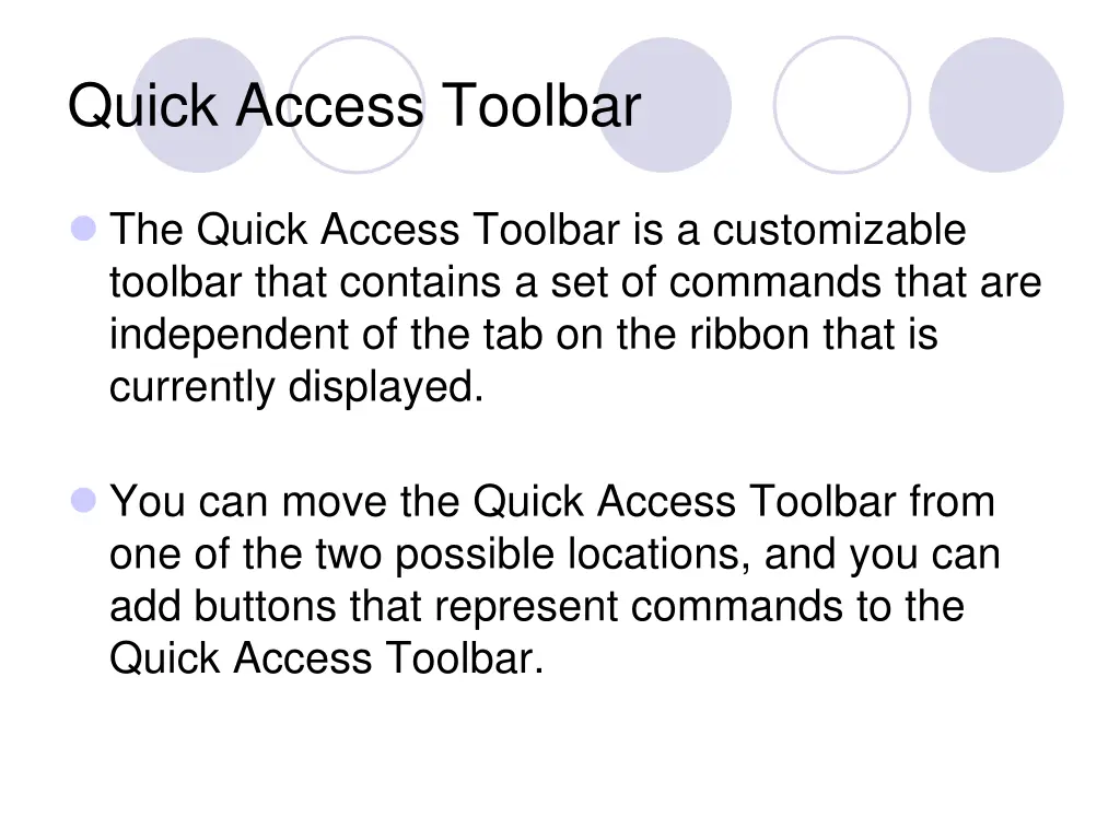 quick access toolbar