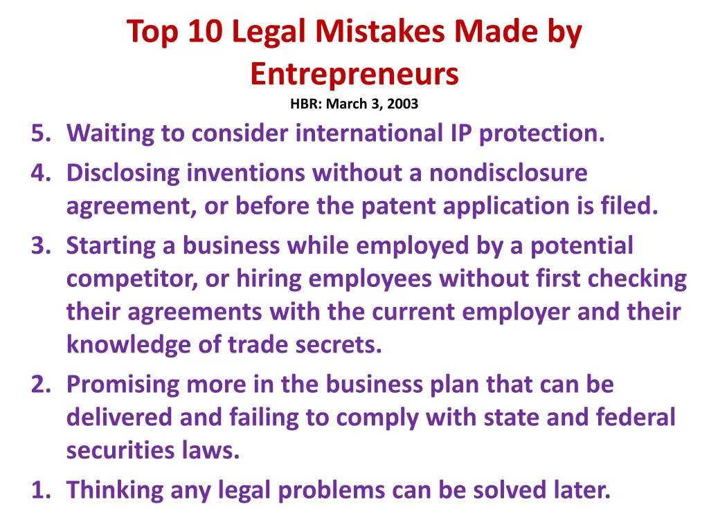 top 10 legal mistakes made by entrepreneurs 1