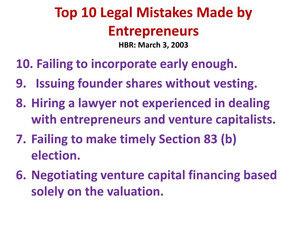 top 10 legal mistakes made by entrepreneurs