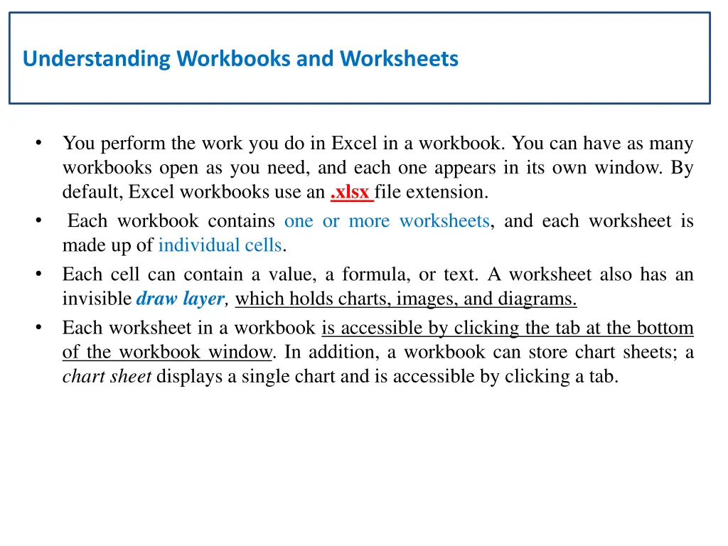 understanding workbooks and worksheets