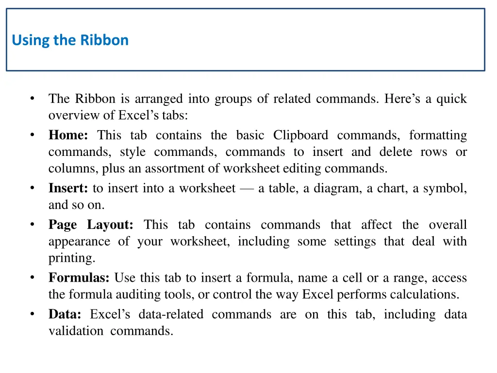 using the ribbon 1