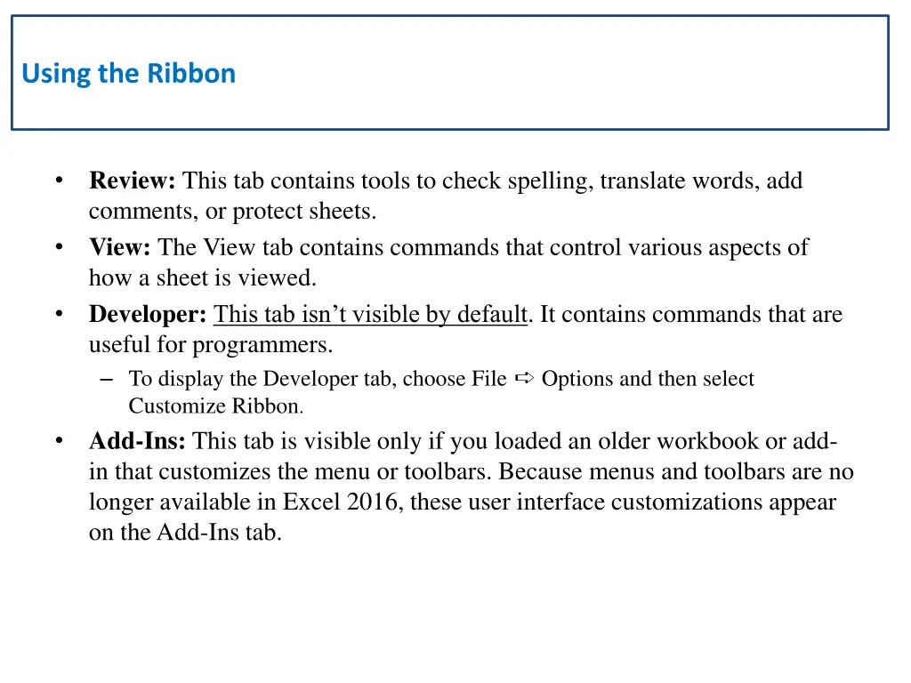 using the ribbon 2