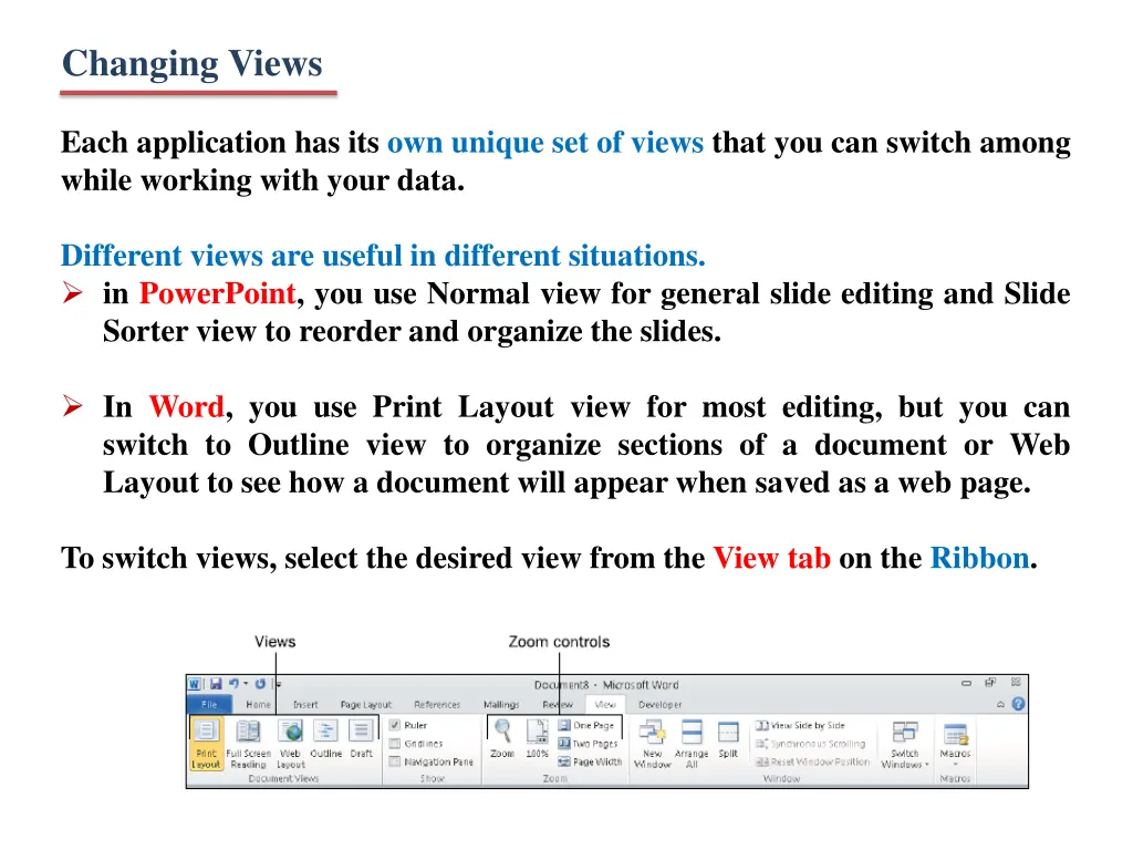 changing views