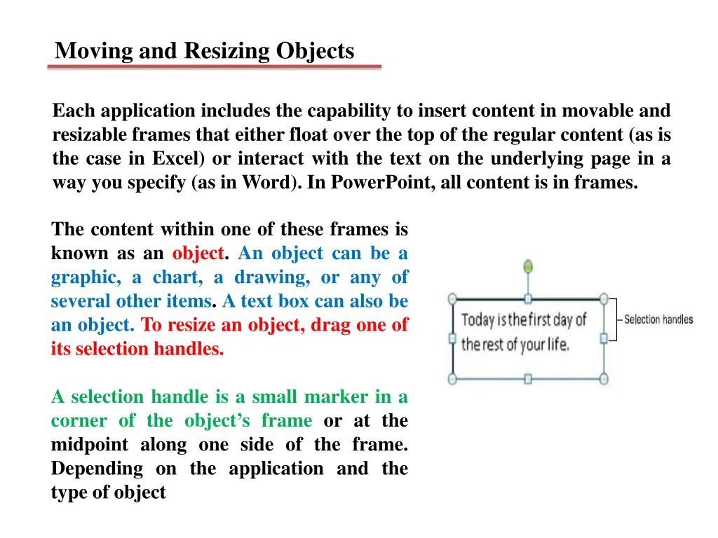 moving and resizing objects