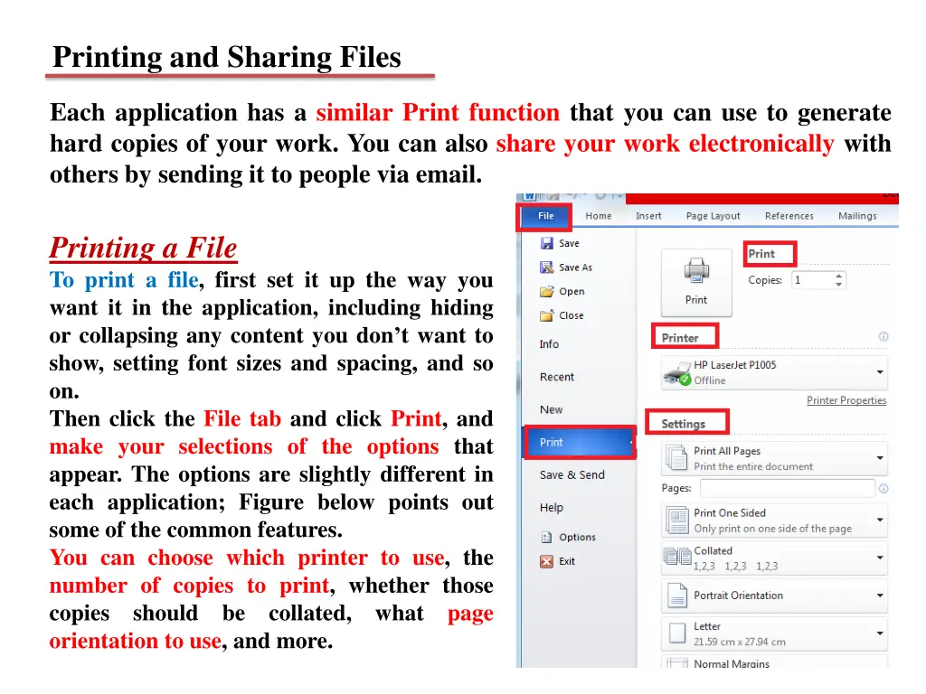 printing and sharing files