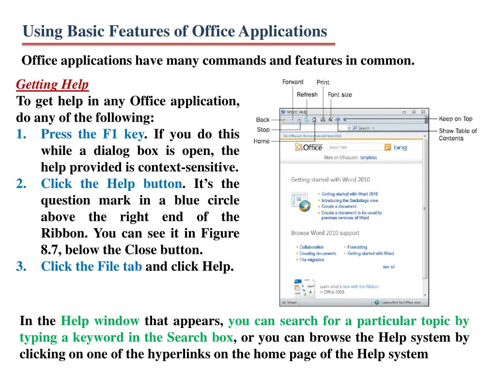 using basic features of officeapplications