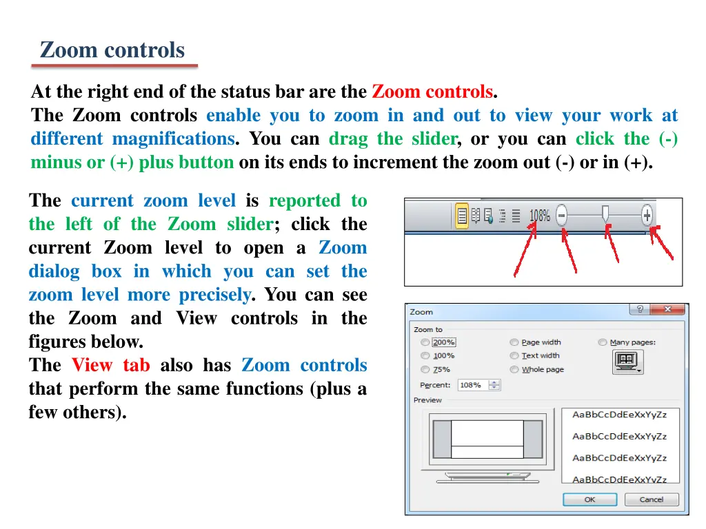 zoom controls