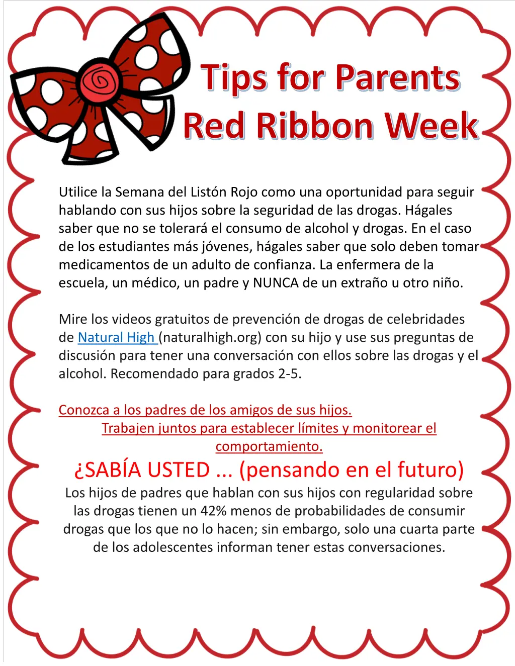 tips for parents red ribbon week 1