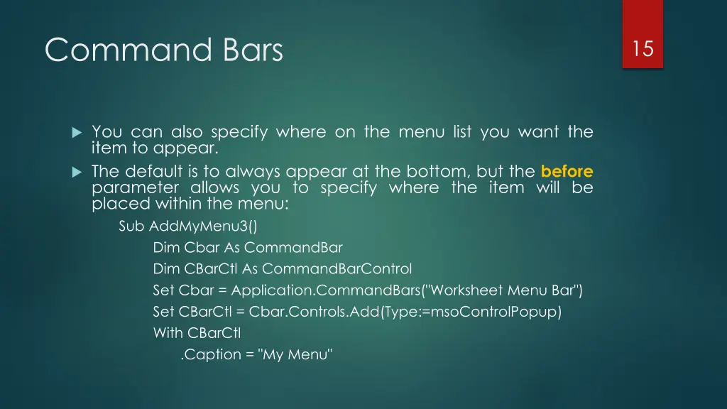 command bars 11