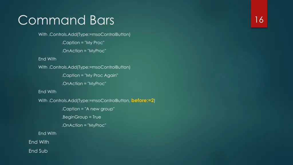 command bars 12