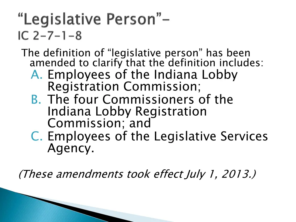 the definition of legislative person has been