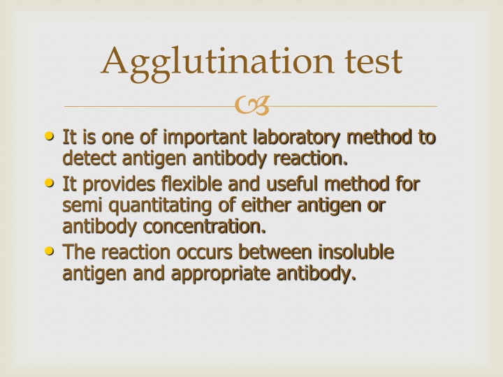 agglutination test