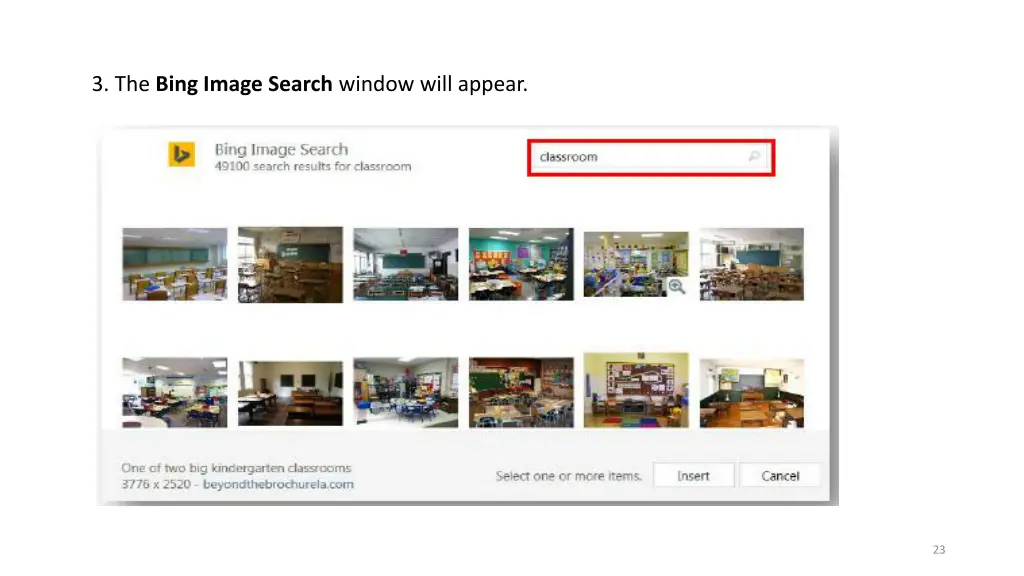 3 the bing image search window will appear