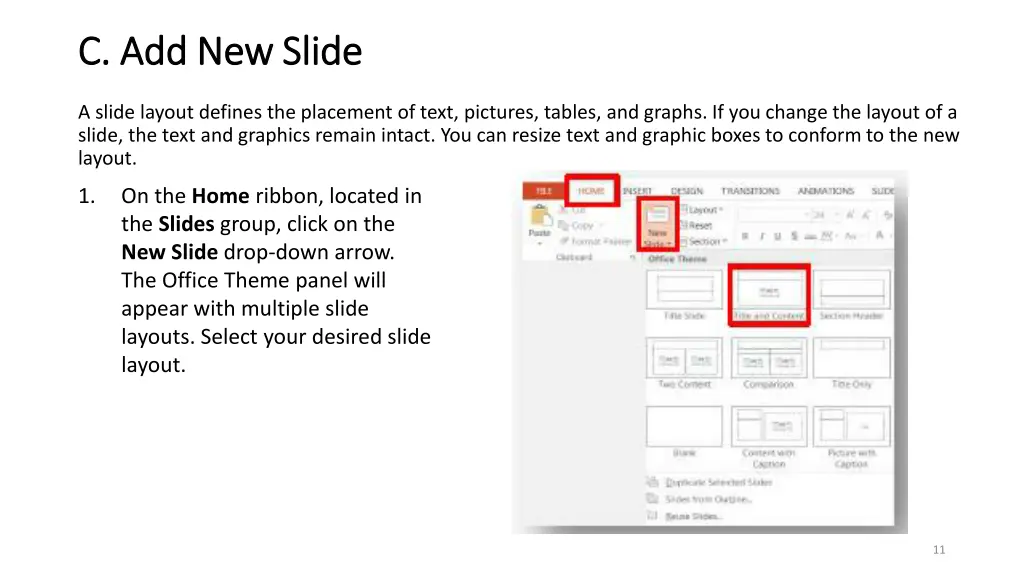 c add new slide c add new slide