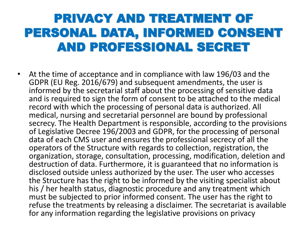 privacy and treatment of privacy and treatment