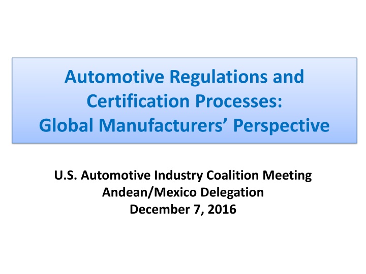 automotive regulations and certification