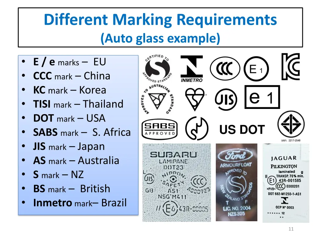 different marking requirements