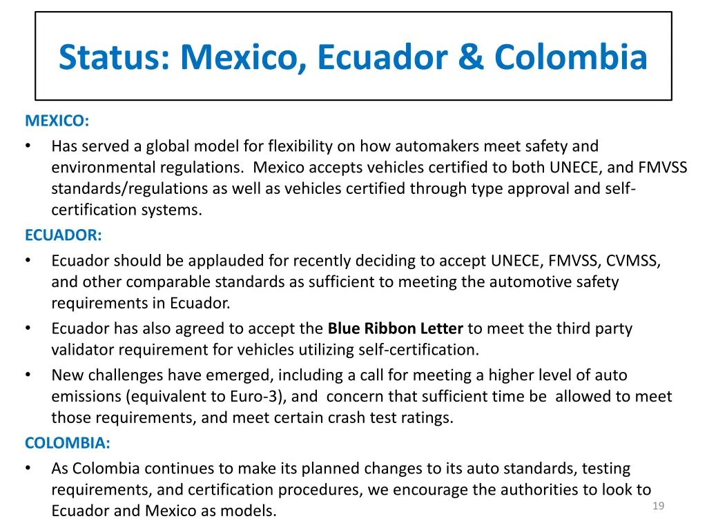 status mexico ecuador colombia