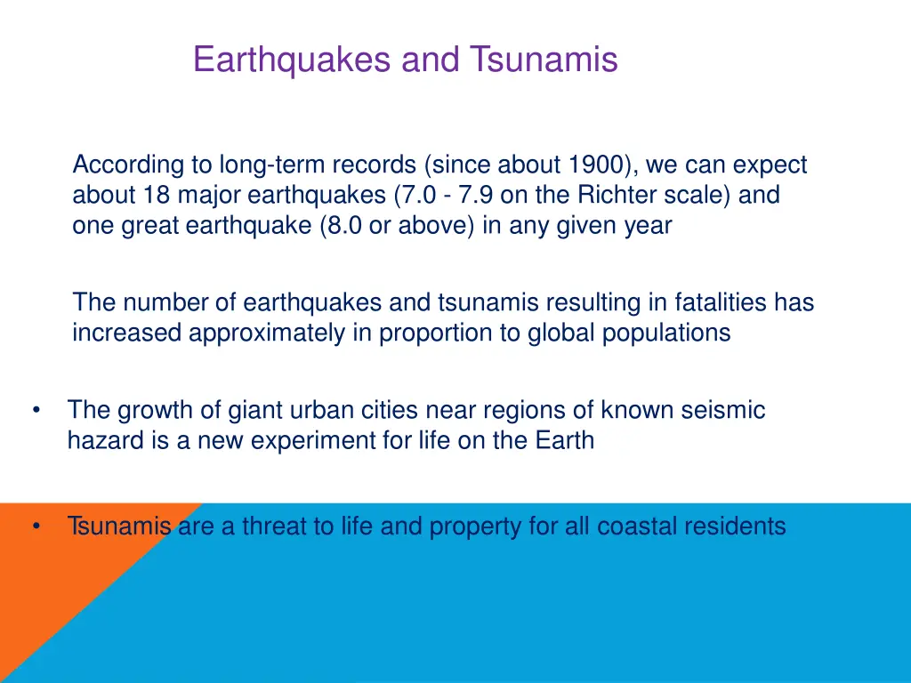 earthquakes and tsunamis