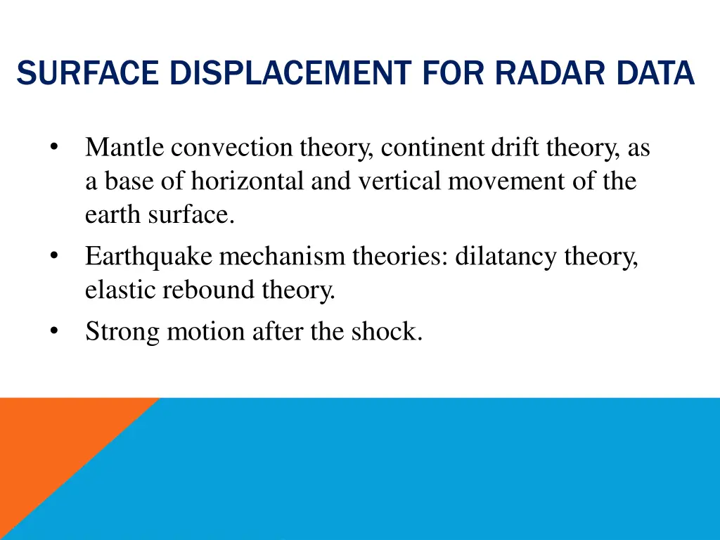 surface displacement for radar data