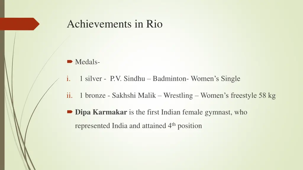 achievements in rio