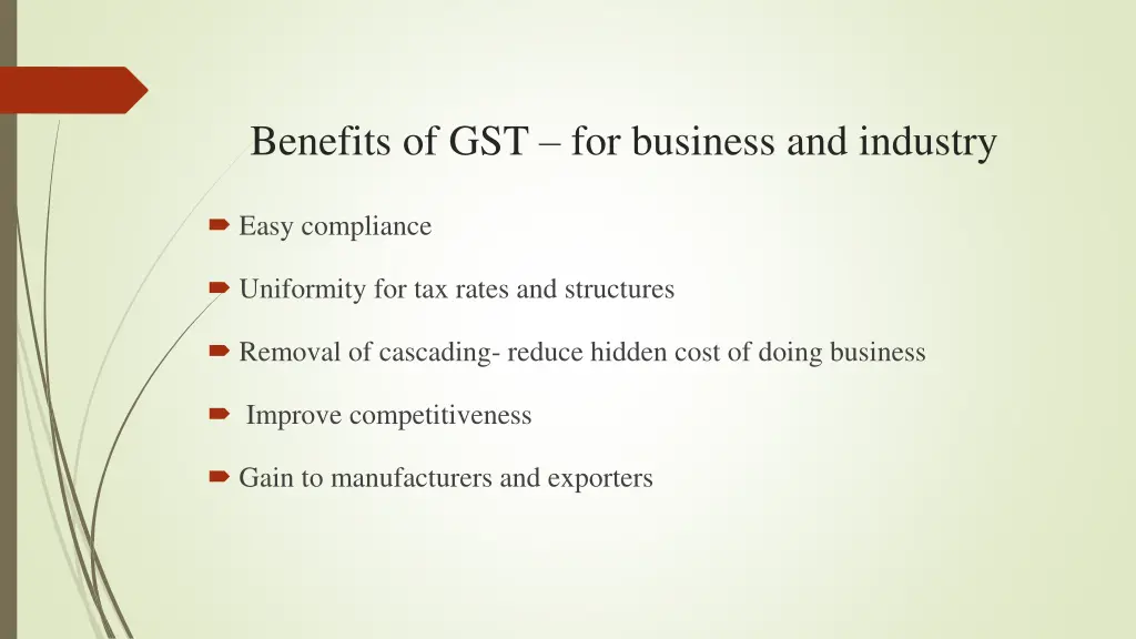 benefits of gst for business and industry