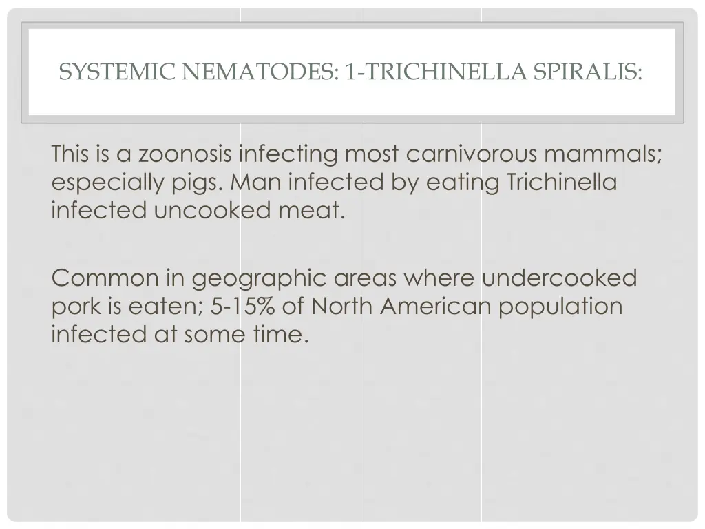 systemic nematodes 1 trichinella spiralis