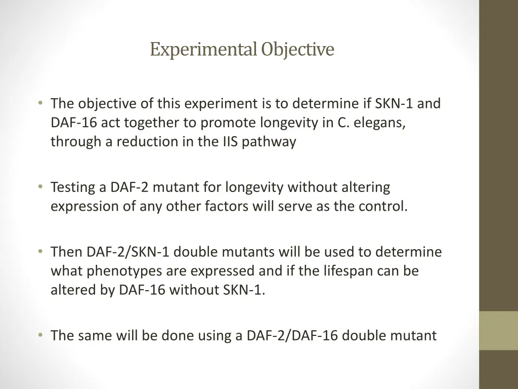 experimental objective