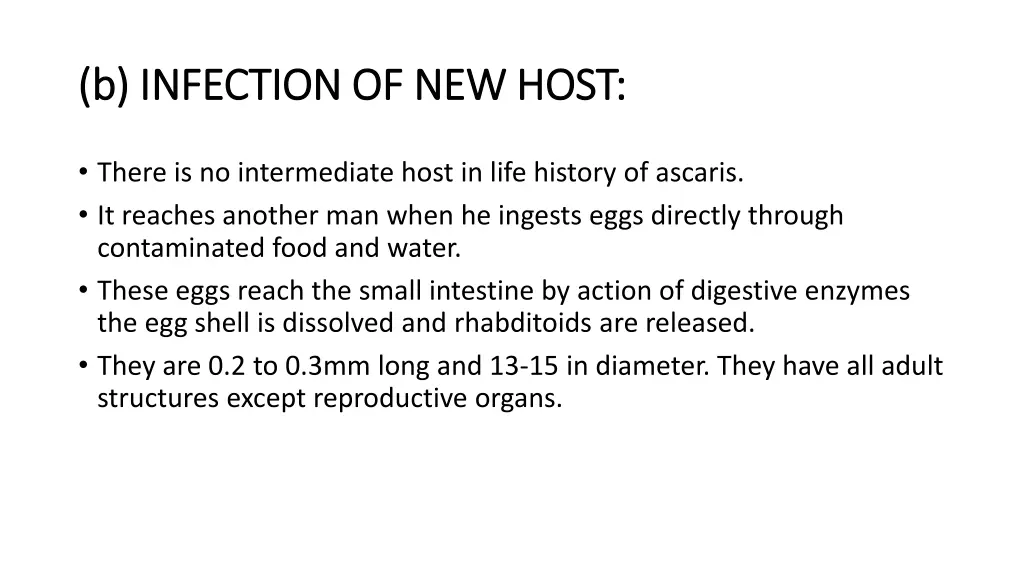 b infection of new host b infection of new host