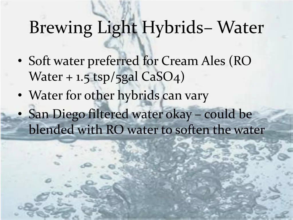 brewing light hybrids water