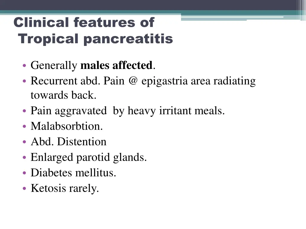 clinical features of tropical pancreatitis