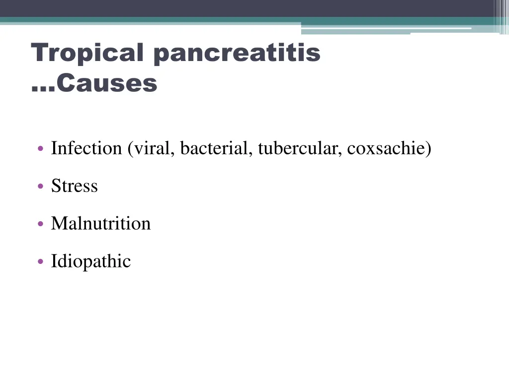 tropical pancreatitis causes