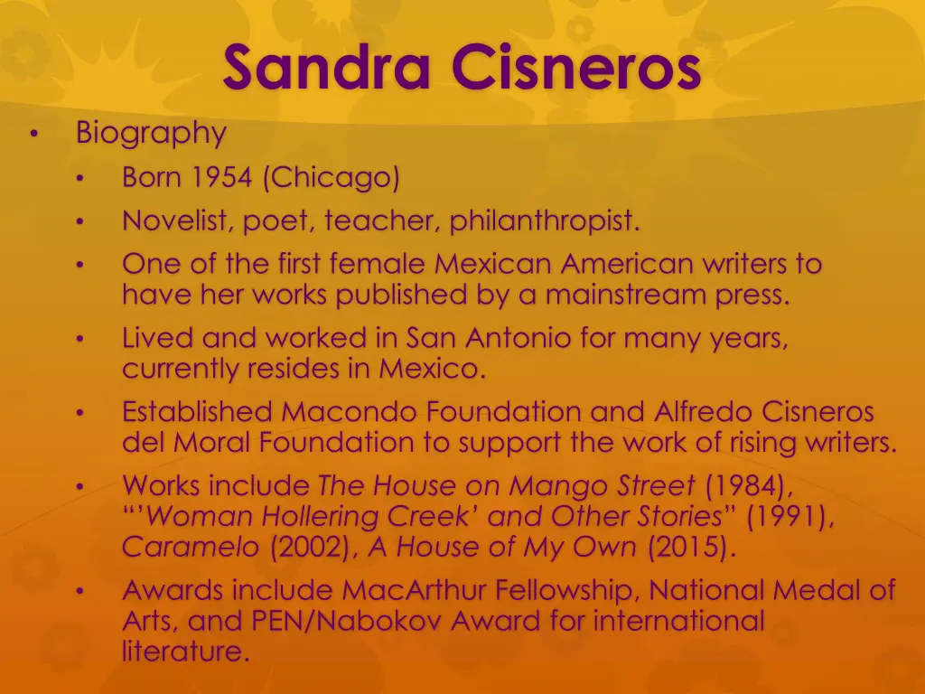 sandra cisneros biography born 1954 chicago