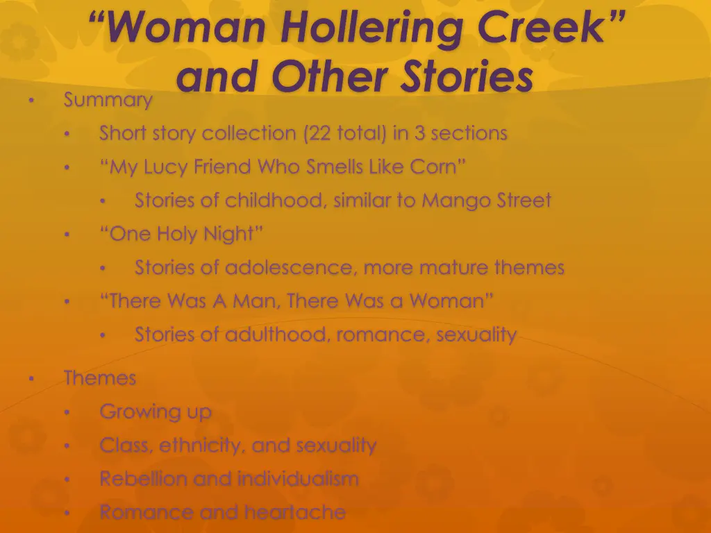 woman hollering creek and other stories summary