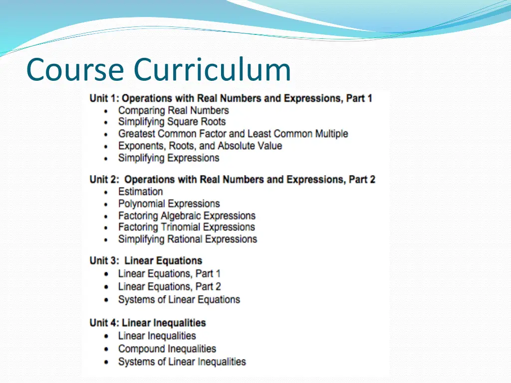 course curriculum