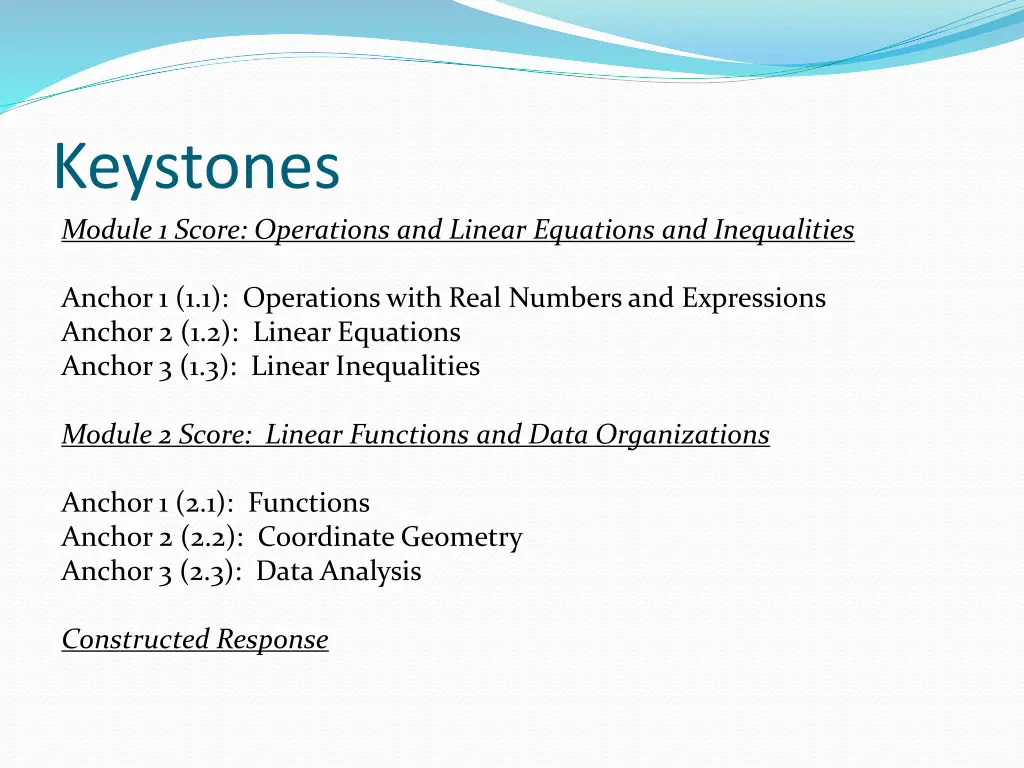 keystones module 1 score operations and linear