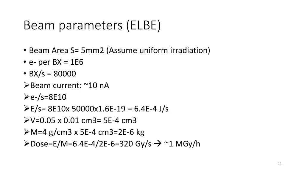 beam parameters elbe