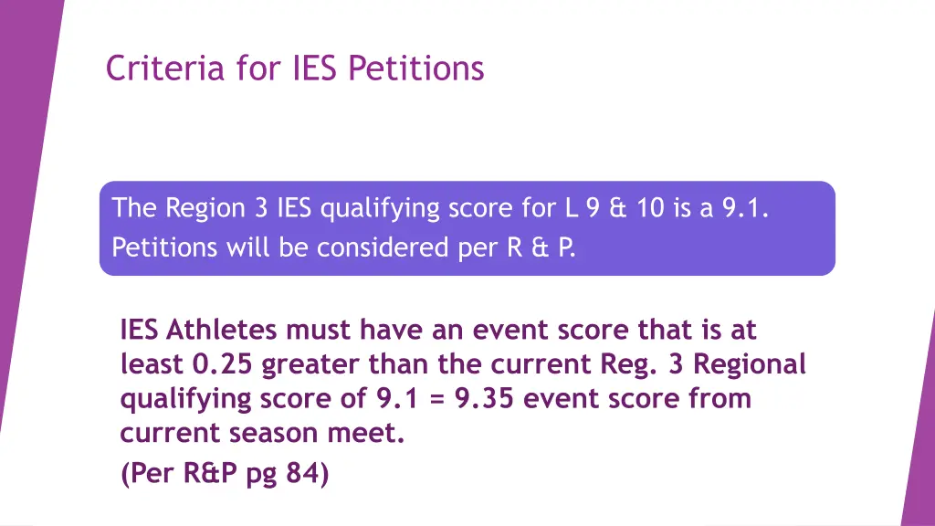 criteria for ies petitions