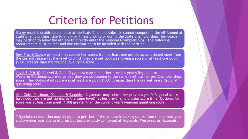 criteria for petitions