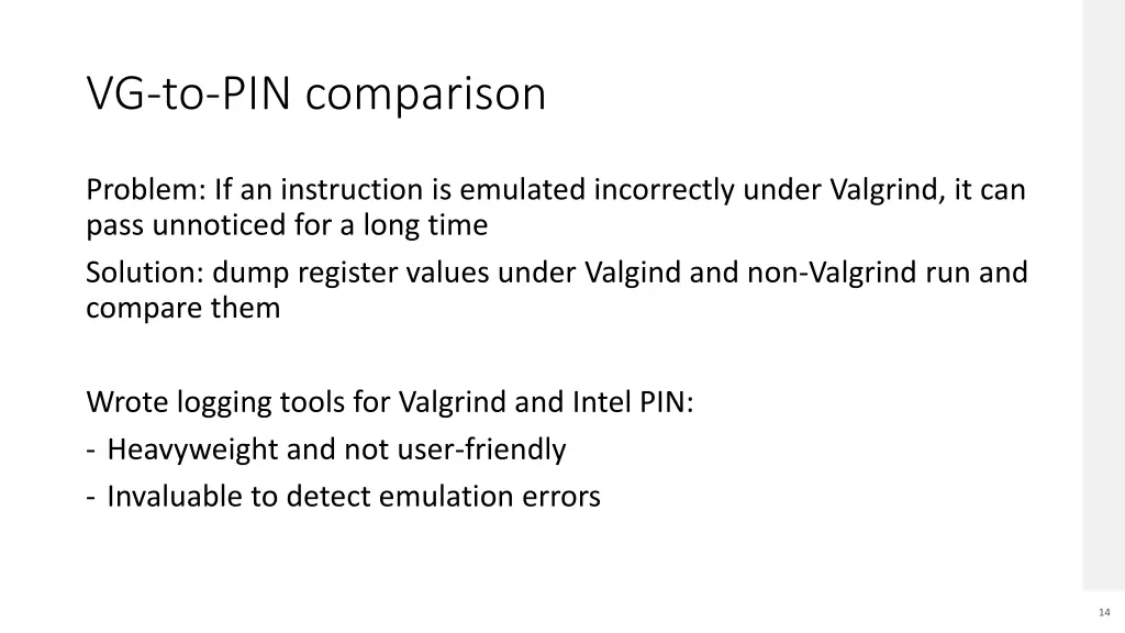 vg to pin comparison