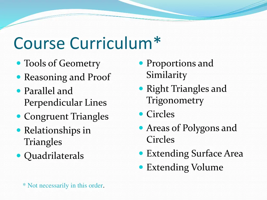 course curriculum