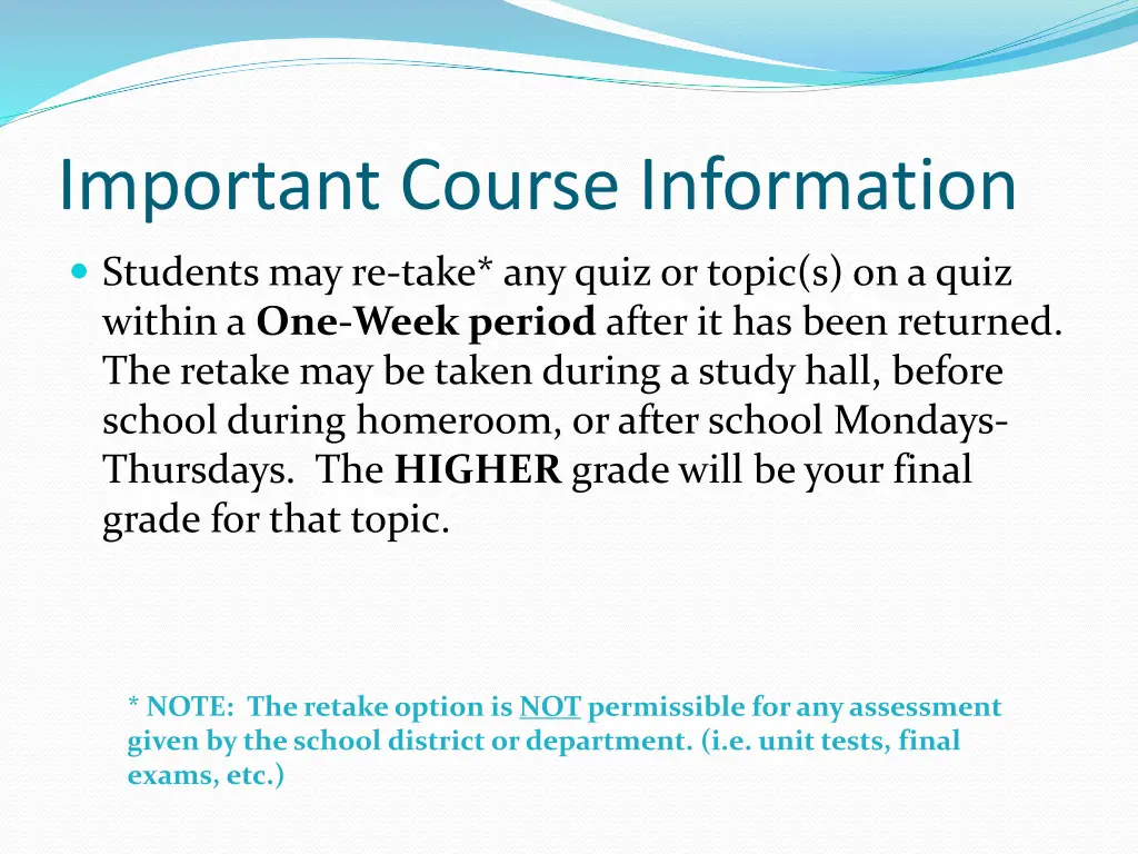 important course information