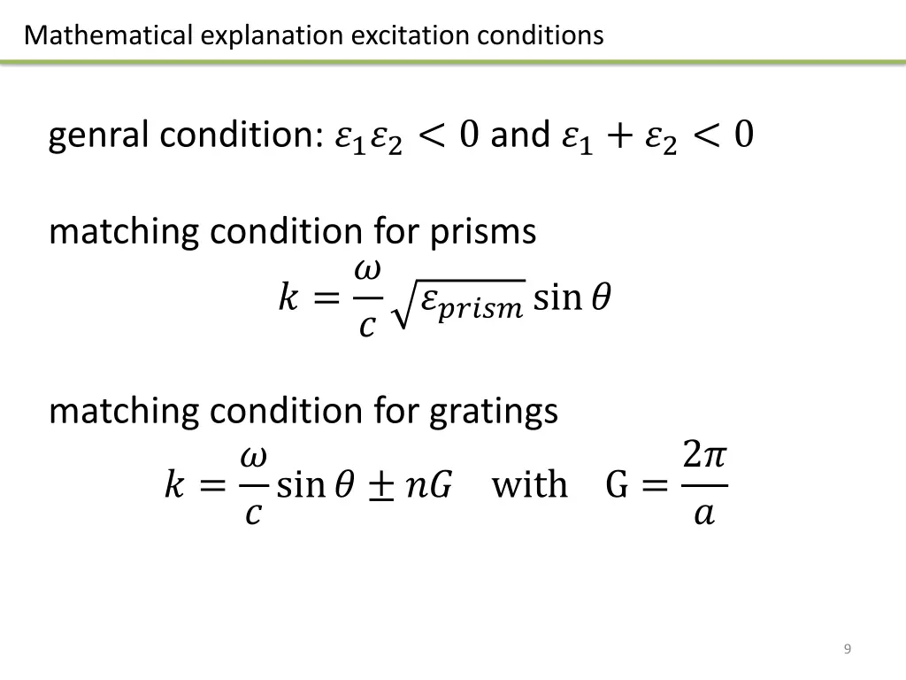 mathematical explanation excitation conditions