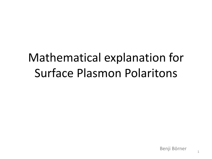 mathematical explanation for surface plasmon