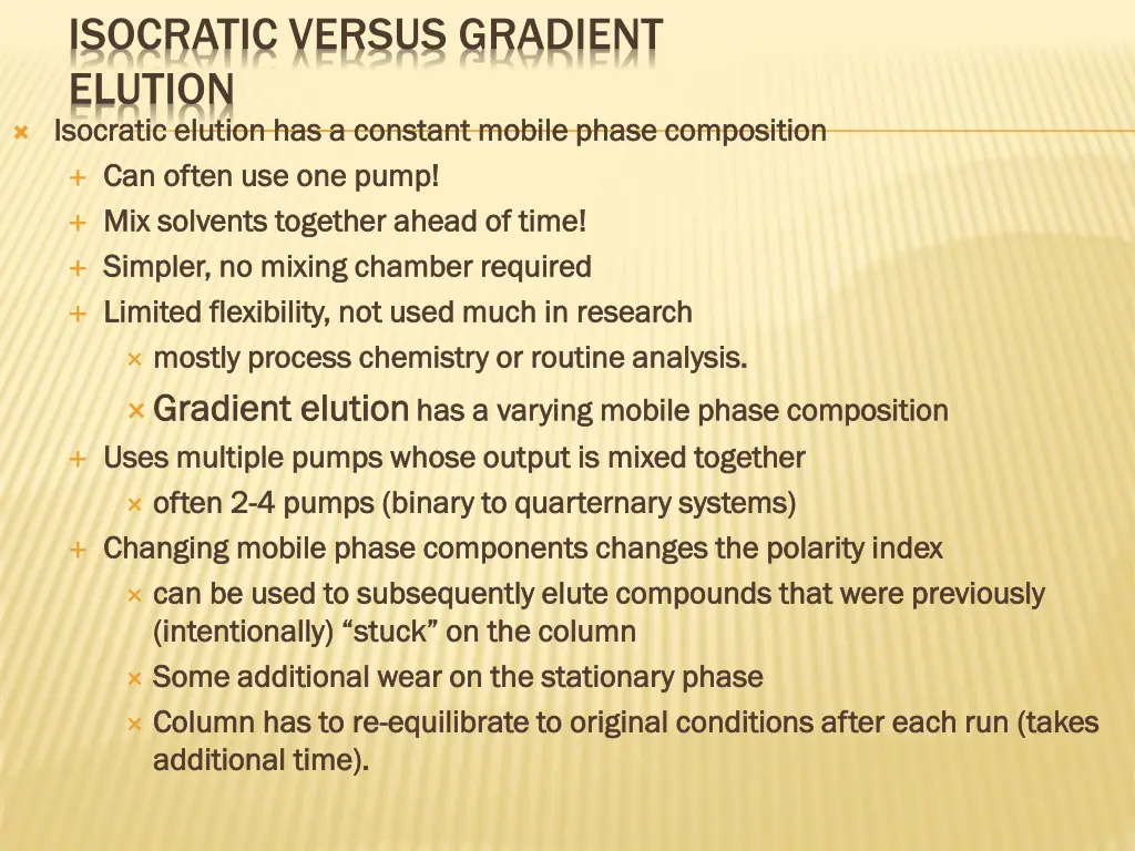 isocratic versus gradient elution isocratic