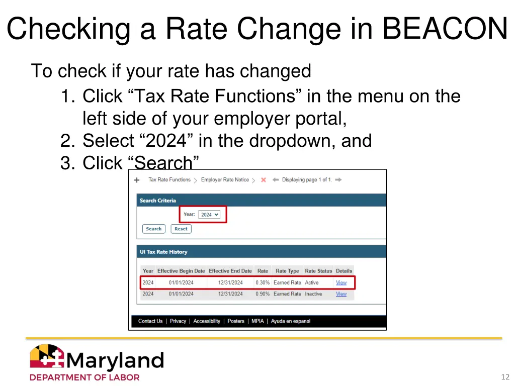 checking a rate change in beacon